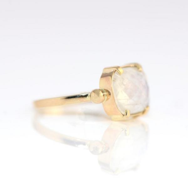 Faceted Blue Sheen Moonstone in 14k Yellow Gold picture