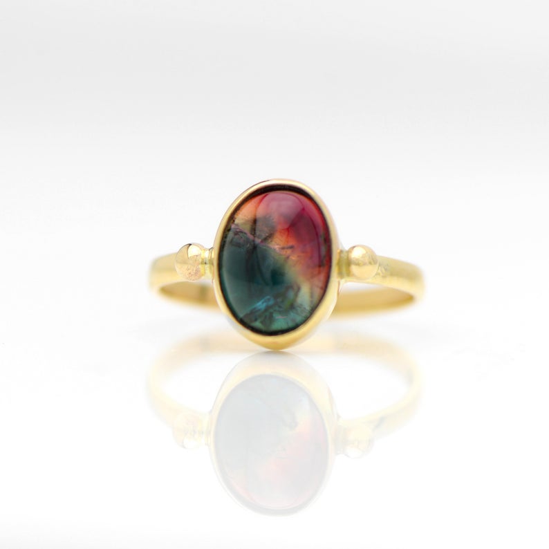 Amazing 5 Color Tourmaline Set in 14k Yellow picture