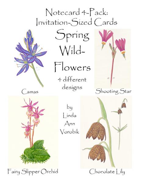 Spring Wildflowers: Invitation-Sized 4 Pack Notecards