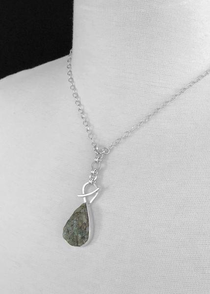 Rough cut labradorite (labradorite druzy), kinetic bail, sterling silver, hand fabricated custom chain, one of a kind natural stone necklace picture