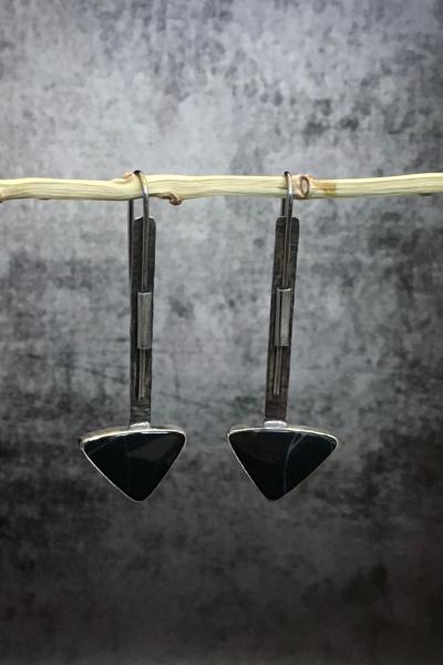 Spiderweb obsidian earrings