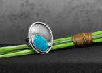 Eilat chrysocolla, white sapphire, double band shank, hammered texture oxidized silver, hand fabricated, one of a kind, Size 8.00 (US)