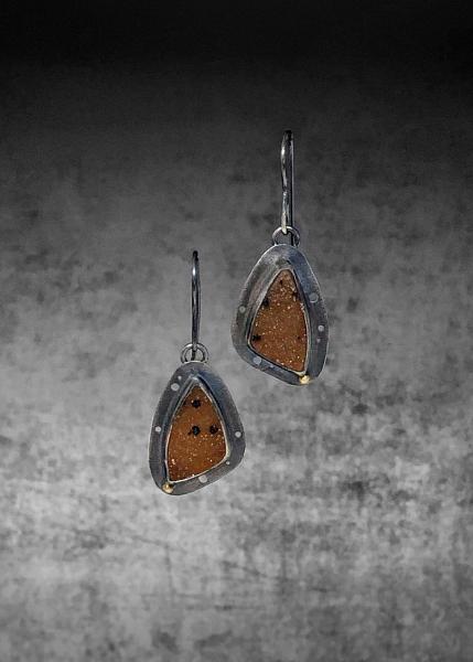 Natural Mexican agate druzy, 18K gold earrings picture