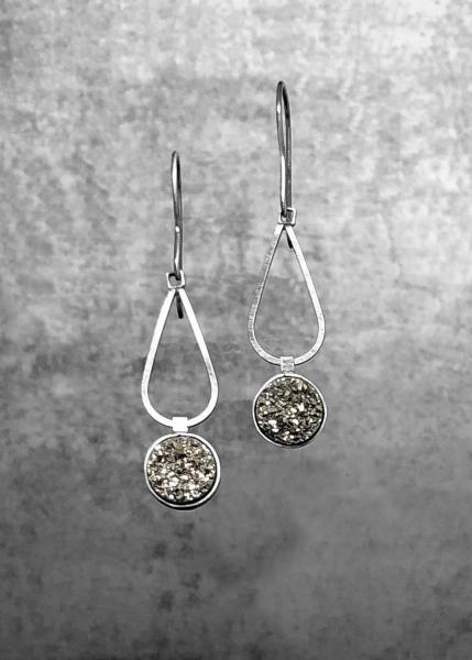 Silver titanium coated agate druzy earrings
