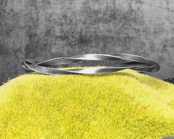 Simple double wire, twisted, oxidized sterling silver cuff, 2.50" inner diameter fits a medium wrist, hand fabricated, one of a kind cuff