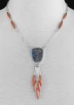 Colorful recycled porcelain, glass crystalline glaze, copper beads, sterling silver, contemporary one of a kind sculptural necklace