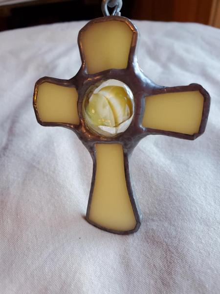 Cream Cross with Jewel