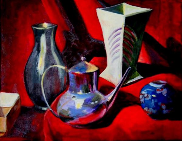 Forties Vases & Teapot on Red picture