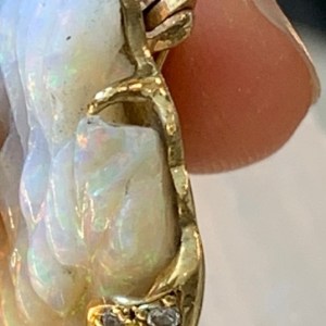 18k Carved Australian Opal Swan Pin picture