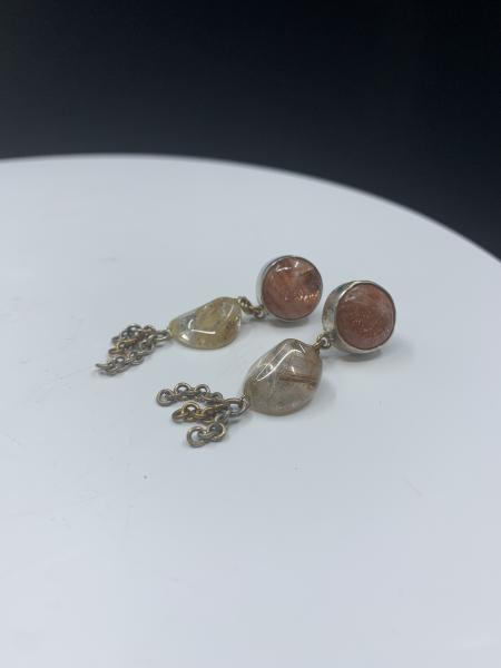 Sunstone & Rutilated Quartz earrings picture