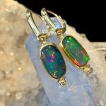 Ethiopian Opal Gold Earrings