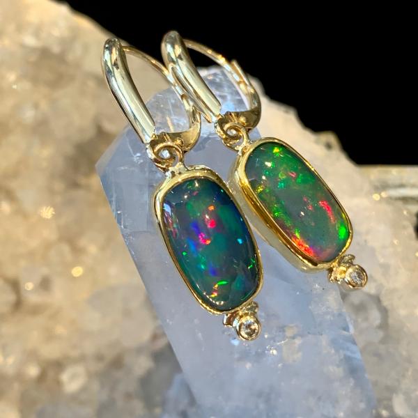 Ethiopian Opal Gold Earrings picture