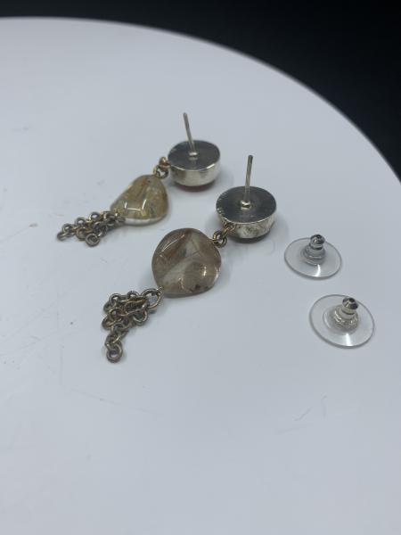 Sunstone & Rutilated Quartz earrings picture