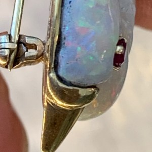 18k Carved Australian Opal Swan Pin picture