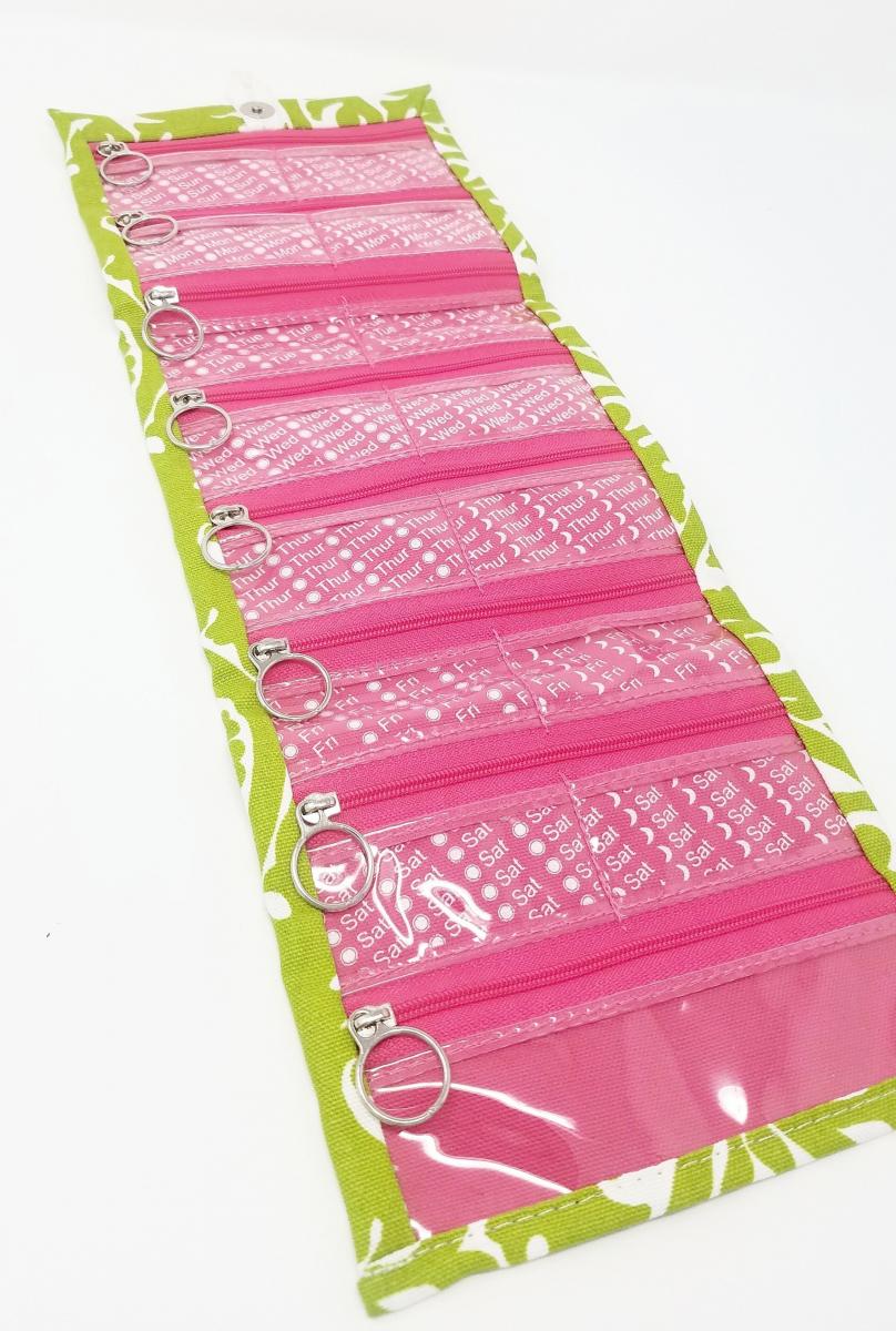 Pillfold XL Long Beach Oversized Stylish Spring Green Weekly Pill Organizer picture