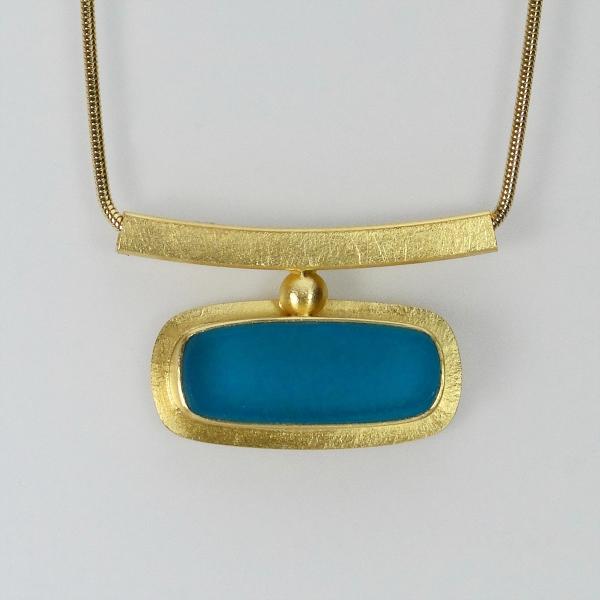 Horizon Necklace in Sea Green and Gold picture