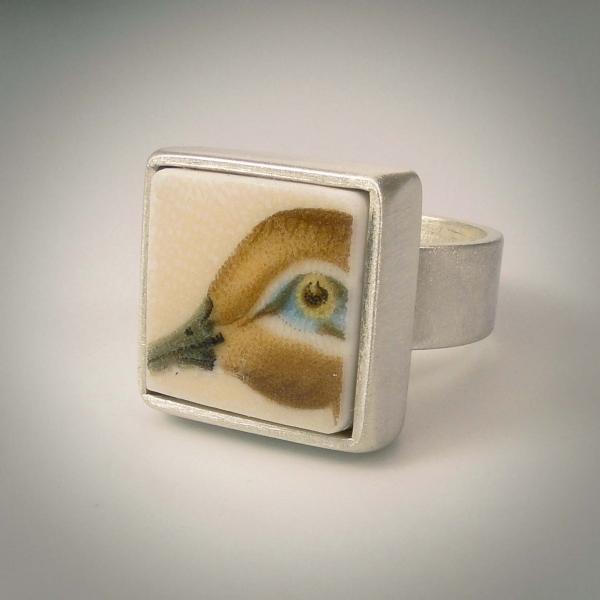 Blue and Gold Eyed Duck Ring
