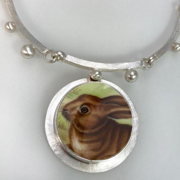 Spode Rabbit Necklace in Vintage Porcelain picture