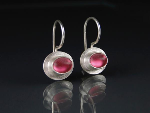 Small Oval Wire Earrings in Rose and Silver