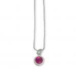 Small Dot Necklace in Silver with Etched Fuchsia Glass
