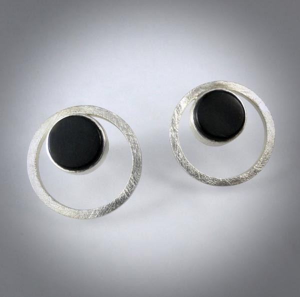 Orbital Earrings in Silver with Vintage Glass