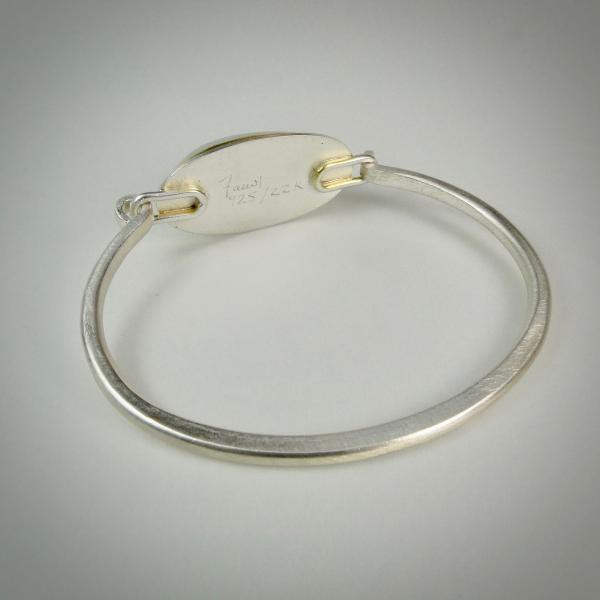 Aquamarine Bangle Bracelet Sterling Silver with 22K Gold Bezel picture