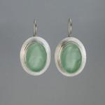 Oval Wire Earrings in Sea Foam Green and Silver
