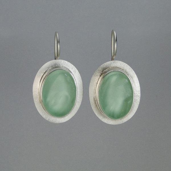 Oval Wire Earrings in Sea Foam Green and Silver