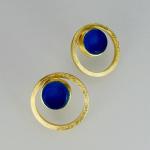 Orbital Earrings in Gold with Cobalt