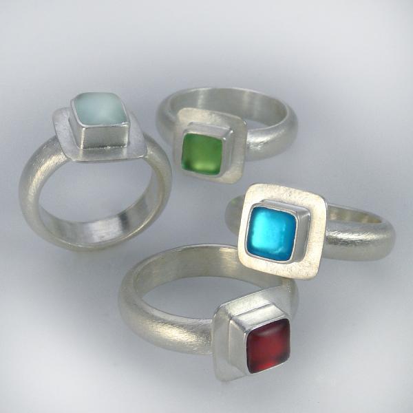 Classic Square Ring in Translucent Sapphire picture