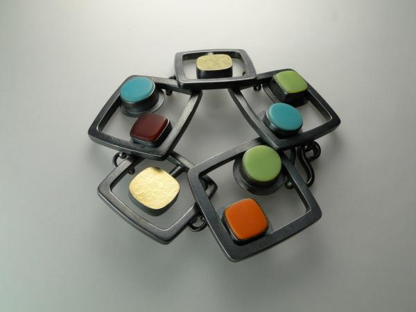 Multicolored Cabs and Cubes Bracelet in Oxidized Silver picture