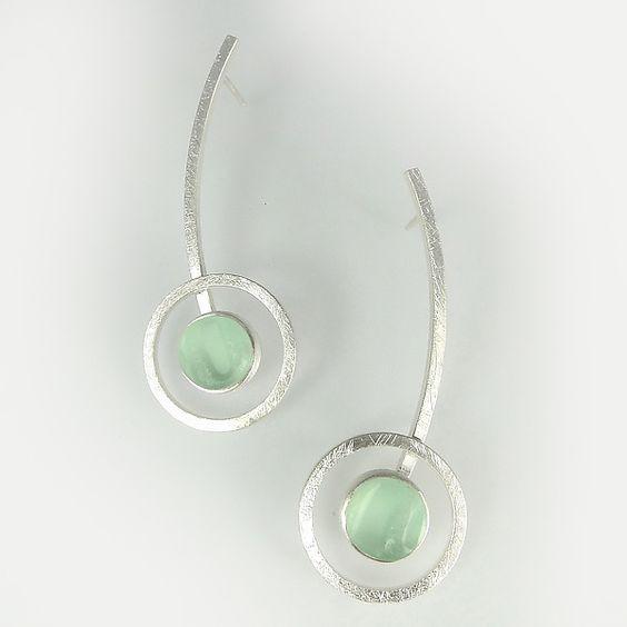 Orphist Earrings in Silver and Light Green picture