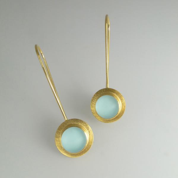 Raindrop Earring in Gold with Sea Foam Green Glass picture