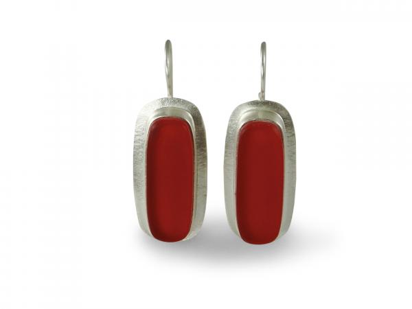 Long Rectangle Earrings in Red Glass