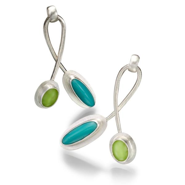 Twist Earrings in Turquoise and Lime