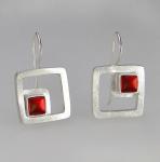 Modern Square Earrings in Cranberry