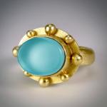 Small Athena Ring in Aqua Mason Jar with Gold