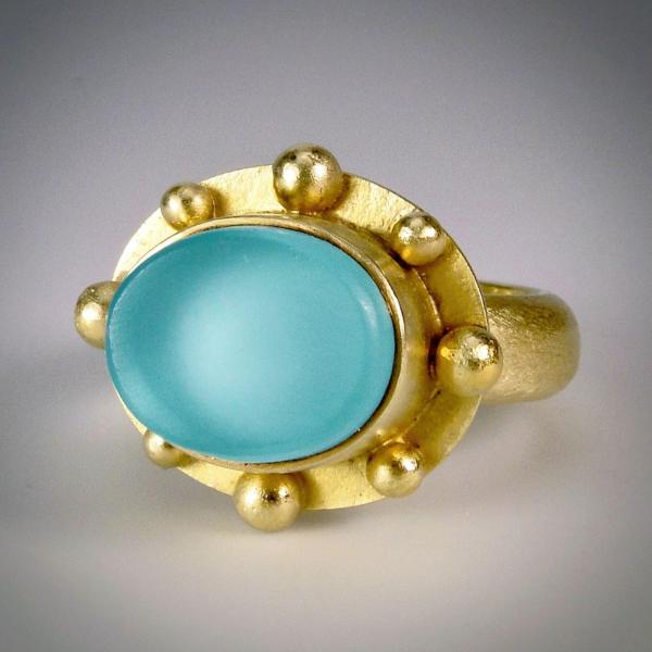 Small Athena Ring in Aqua Mason Jar with Gold