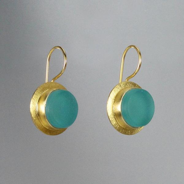 Classica Earrings in Gold with Vintage Aqua Mason Jar Glass picture