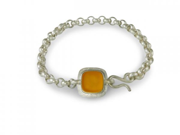 Small Classic Square Bracelet in Silver with Vintage Glass