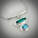 Ellipse and Oval Necklace in Teal/Aqua