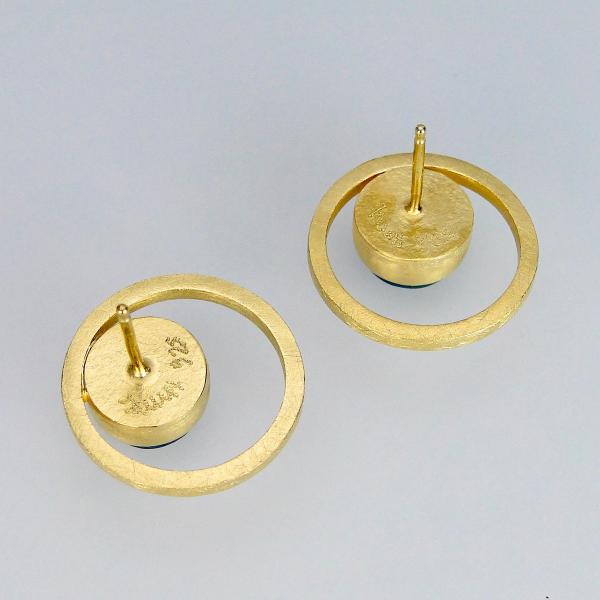 Orbital Earrings in Gold with Cobalt picture