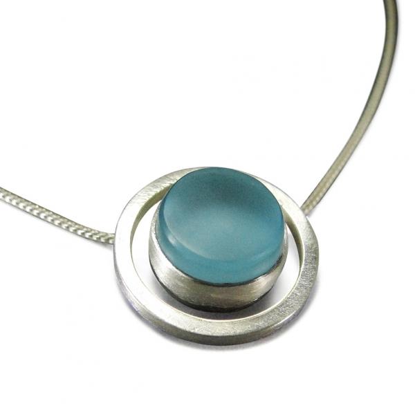 Modern Circle Necklace in Aqua Mason Jar