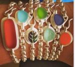 Chain Bracelets with Vintage Porcelain or Glass
