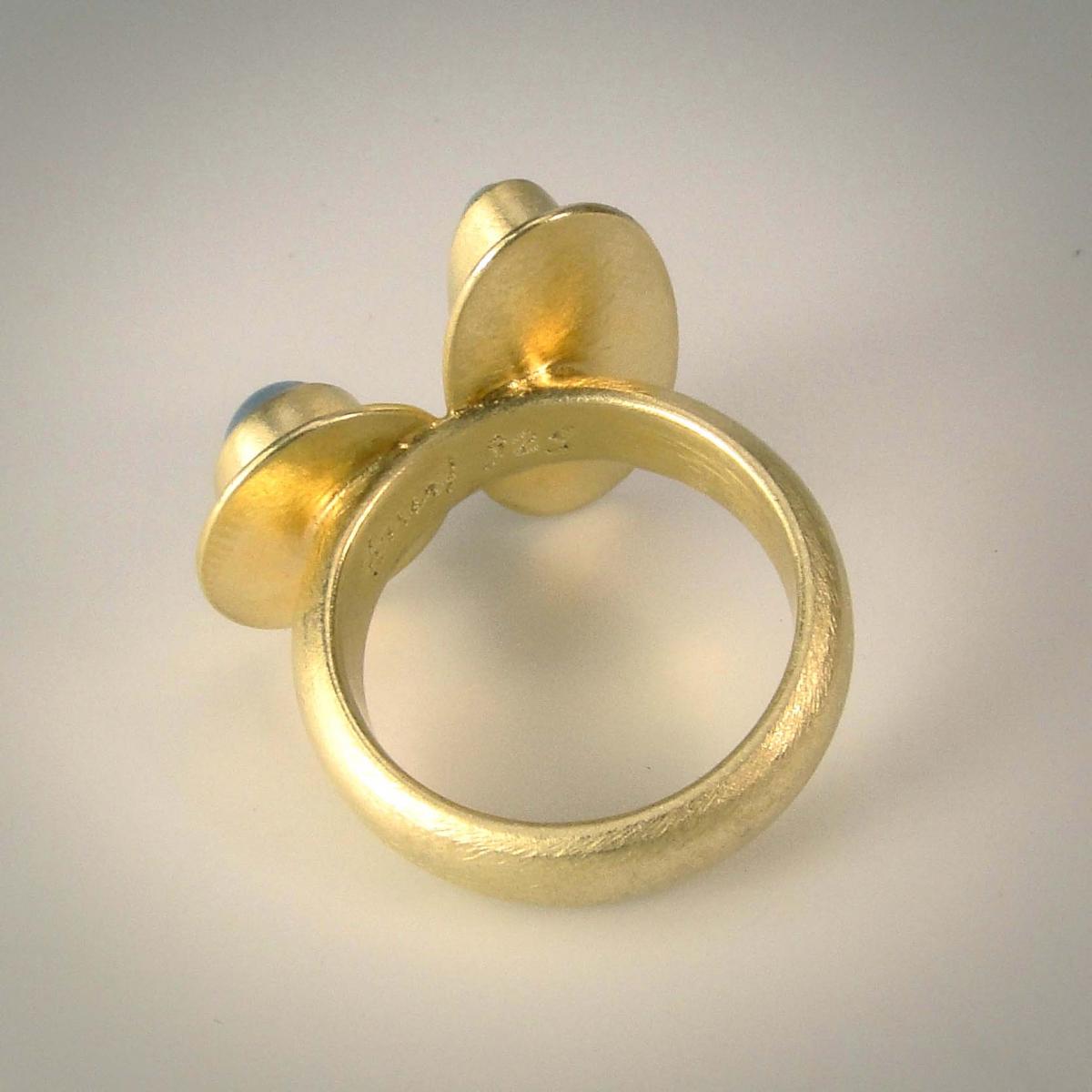 Double Cabochon Ring in Sea Foam and Light Blue with Gold picture