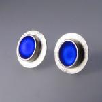 Small Oval Post Earrings in Sapphire
