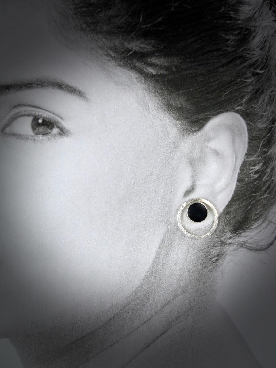 Orbital Earrings in Gold with Cobalt picture