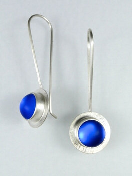Raindrop Earrings in Silver and Cobalt