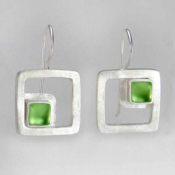 Modern Square Earrings in Light Green