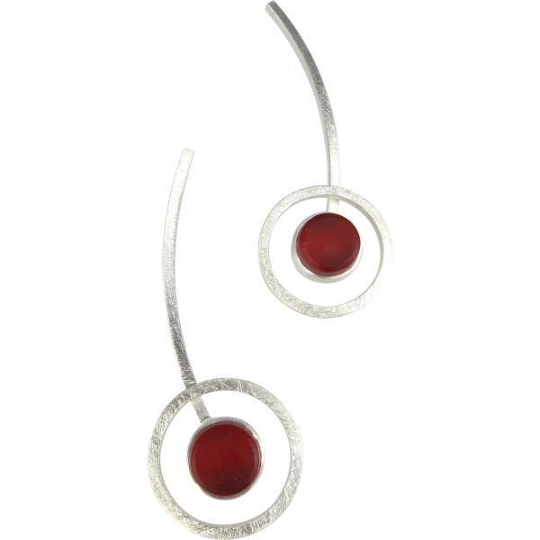 Orphist Earrings in Silver and Red picture